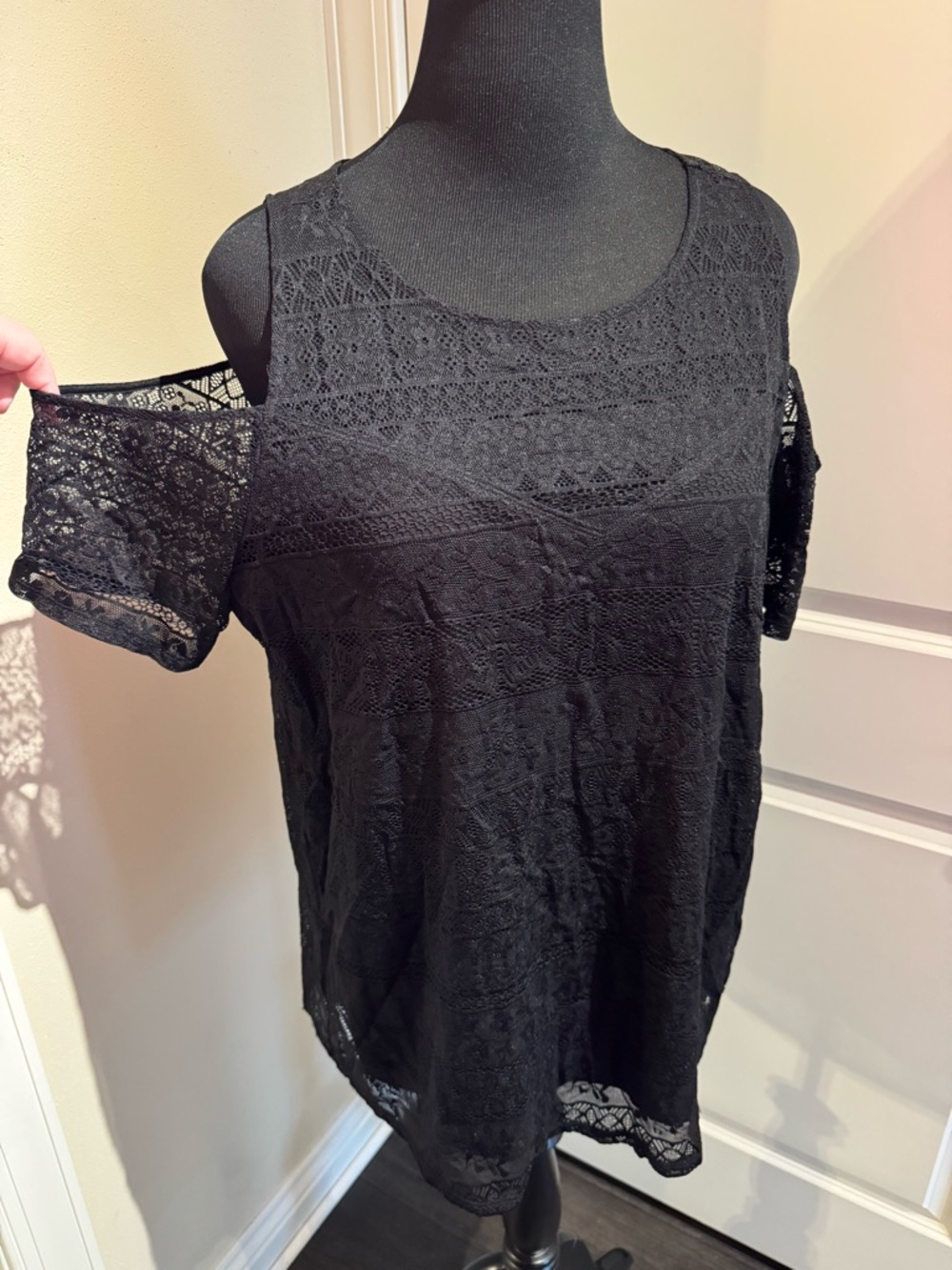 Torrid Black Lace Cold-Shoulder Women’s Top
